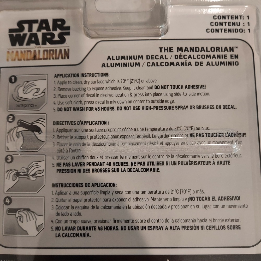 Star Wars The Mandalorian Mando's Helmet Aluminum Car Decal Silver - Picture 5 of 7